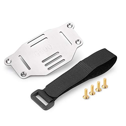 RC Car Battery Plate, Aluminum Mounting Board with Strap Tie Compatible with TRX-4 1/10 RC Car Crawler Battery Tray Mounting Plate Bracket Expansion Board (Silver)