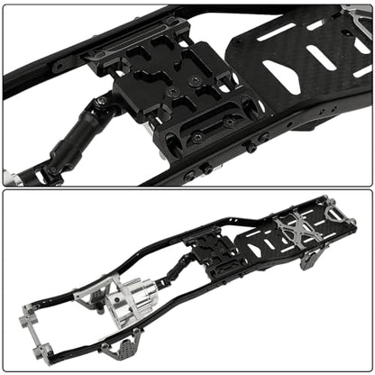 CNC Aluminum Center Frame Brace Transmission Skid Plate Gearbox Mount for AXIAL SCX10 1/10 RC Rock Crawler Metal Chassis Rail Upgrade Parts (Black) - color: Black
