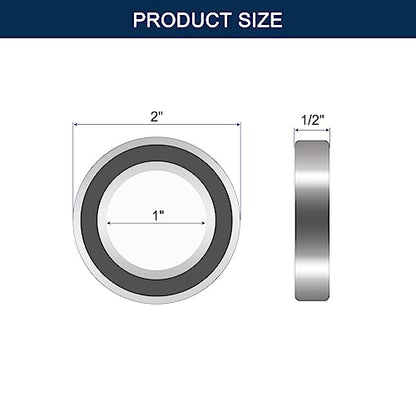 R16-2RS Deep Groove Ball Bearings, ID 1" x OD 2" x Width 1/2" Double Rubber Sealed Ball Bearing Pre-Lubricated Chrome Steel Z2 Lever 2pcs - size: R16-2RS 1"x2"x1/2"