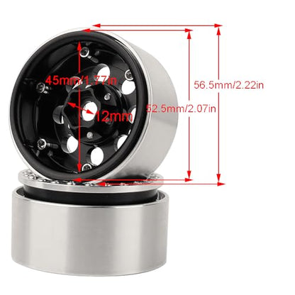 RZXYLRC 4PCS 1.9 Inch Beadlock Wheel Hub Rim Rims Aluminum Alloy for 1/10 TRX4 TRX6 Axial SCX10 D90 SCX10 II III AXI03007 GRT EX86190 RC Crawler Upgrade (G) - color: Black