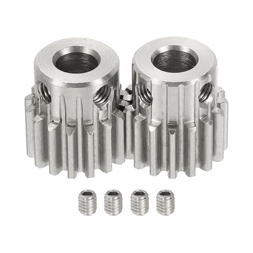 uxcell 2Pcs 1 Mod 16T Spur Gear 7mm Bore, 304 Stainless Steel Pinion Gear, 20°Pressure Angle, for Spur Rack and RC Model Car or Motor DIY(14mm) - size: 1 Mod 16T, 7mm x 14mm