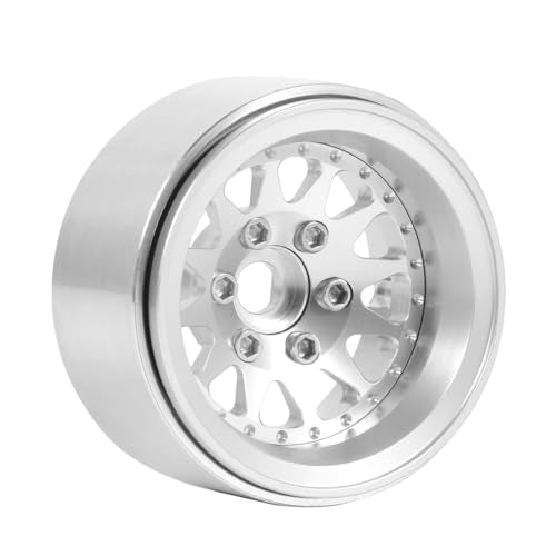 4PCS 1.9" Beadlock Wheel Rims Offset-10mm Aluminum Alloy Metal Wheel Hub for 1/10 RC Rock Crawler Car for Axial SCX10 TRX4 TRX6 D90 D110 Upgrade Accessories(12Holes-Silver) - color: 12holes-silver