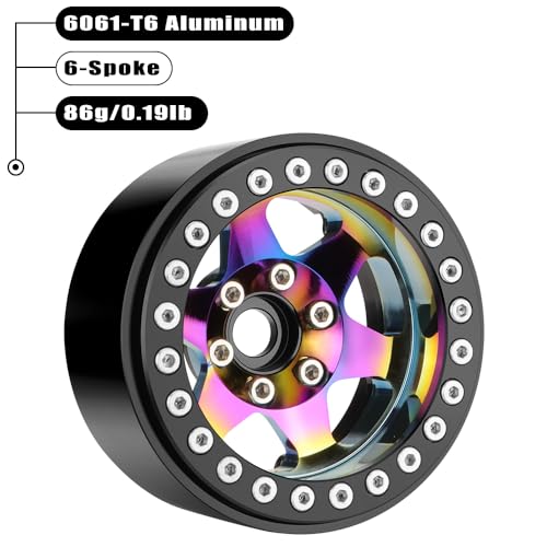 GLOBACT Rainbow 1.9 Beadlock Wheel Offset -10mm for 1/10 RC RC Crawler, A | Fits SCX10 TRX4 TRX6 Redcat Gen7 Gen7PRO Gen8 D90 VS4-10 - color: Neon Color-a