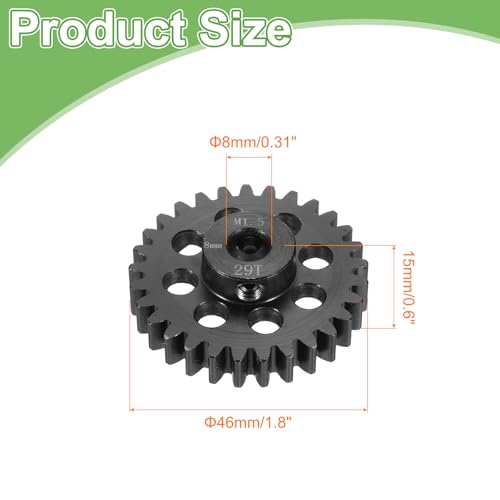 MECCANIXITY Steel M1.5 Gear Set 29T 8mm Shaft Motor Gears for RC Vehicles Truck Drift Car Part, Black - style: 29T