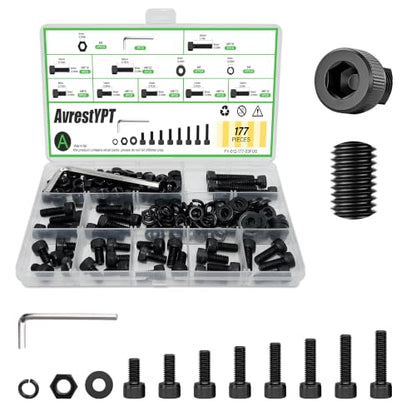 177 Pieces M6 x 8/10 /12/14 /16/18 /20 /30mm Socket Head Screws M6 Long Screws Metric Screws Bolts Washers Nuts Kit Machine Screw Assortment Kit 12.9 Grade Alloy Steel Fully Threaded for Furniture - size: M6x8/10/12/14/16/18/20/30mm-177Pcs