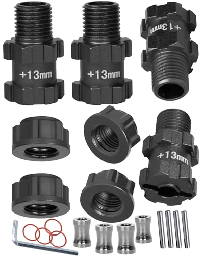 RC Wheel Hex for 1/10 Senton Granite Big Rock Vorteks 3S,Senton Granite Mega550 Infraction Mega570,13mm Extended Wheel Hub Drive 14 to 17mm with Anti-dust Cap Nuts 17mm Alum,Black - color: Black(1 Set)