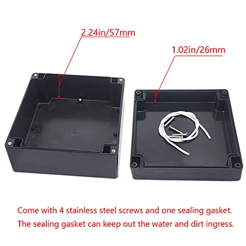 Project Box IP65 Waterproof Junction Box ABS Plastic Electrical Boxes DIY Electronic Project Case Power Enclosure 6.30x6.30x3.54 inch (160 x 160 x90 mm) - color: Black, size: 6.30"x6.30"x3.54"
