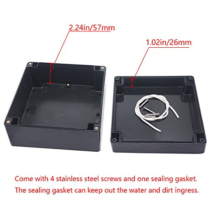 Project Box IP65 Waterproof Junction Box ABS Plastic Electrical Boxes DIY Electronic Project Case Power Enclosure 6.30x6.30x3.54 inch (160 x 160 x90 mm) - color: Black, size: 6.30"x6.30"x3.54"