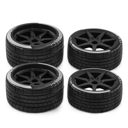 4PCS RC Highway Off-Road Truck Wheels & Tires - Compatible with 1/8 Typhon 6S BLX, 1/7 Infraction 6S BLX/Limitless - Foam Insert Plastic Rims (Black(4pcs)) - color: Black(4pcs)