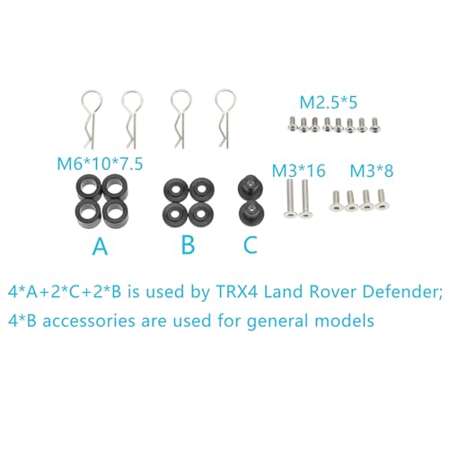 TRX4 Body Mounts 4Pcs Adjustable Magnetic Body Post Mount Car Shell Column 55-85mm for 1/10 RC Crawler Axial SCX10 TRX4 TRX6 SCX10 90046 D90 86100 MST CFX TRX4 Upgrades (RC Body mounts A) - color: Rc Crawler Body Mounts Metal