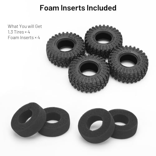 1.3 Crawler Tires, daitoku 70 * 33 * 25mm 1.3 RC Tires for SCX24 TRX4M AX24 1/18 1/24 RC Crawler - style: Style F