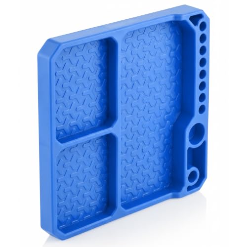 OGRC Silicone Tool Tray, Parts Organizer RC Screw Storage Plate Holder Mat | 160×160mm, with Detachable Magnetic Mats, Blue - color: Blue