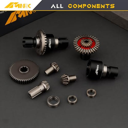 Alloy Front Rear Differential Diff & Spur Input Gear Kit for HyperGO 1/16 H16BM H16PL H16GT H16DR 16207 16208 16209 16210 1/14 H14BM 14209 14210 14301 14303 Upgrades Part Black - color: Black