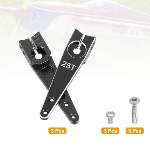 MECCANIXITY Aluminum Alloy 1.25 inch 25T Steering Servo Arm Horn Black for Car/Boat/Airplane Boat Accessories Pack of 3 - color: Black