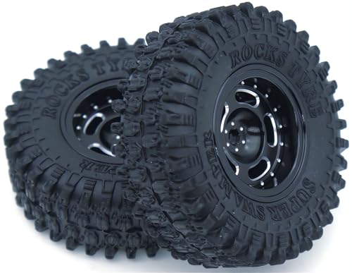 RC 1.0 Aluminium Beadlock Wheel and Tire Set For SCX24 1/24 1/18 RC Crawler FK1001(Black) - color: TW1001 Black