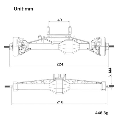 MEUS RACING 1/10 Nylon ISO Stright Axles with Front Axle Counterweight for Axial Capra II SCX10 II and Other DIY 1/10 RC Crawler (Capra Wheel Distance 224MM) - style: Capra Wheel Distance 224MM