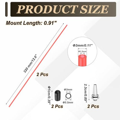 uxcell 320mm Plastic Protection Antenna Tube, RC Antenna Tube with Mount and Cap for RC Car Boat Drone Receiver(Silver, Red, 2 Pcs) - color: Silver Tone Red, size: 320mm
