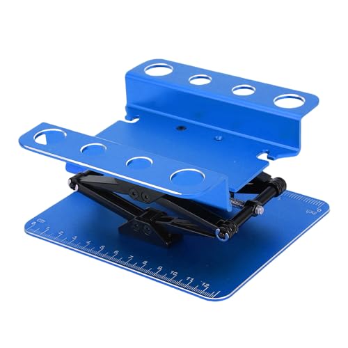 CHICIRIS RC Car Repair Work Stand, Manual Lift Workstation with Anti Slip Pad for 1/8 1/10 /12/16 RC Car, 2.36-5.51 inch Height Adjustment (Black Blue) - color: Black Blue