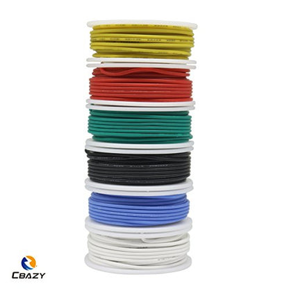 Silicone Wire Kit CBAZY Electric Wire Hook up Wire Kit (Solid Wire) 22 Gauge 6 Colors 19.6 feet Each Wires 22 AWG - color: silicone-soild-electrical wire, size: 22AWG