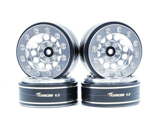1.3 Beadlock Wheels & Brass Ring Weight 46.5g Adjustable Offset-3mm 1.3 Wheels Hex 7mm for 1/18 1/24 RC Crawlers Upgrade 4Pc YK (Silver) - color: Silver