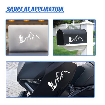 Craedli 2PCS Hiker Mountain Sticker Car Decal, 7.8"×3.3" Waterproof Vinyl Adventure Sticker, Outdoor Nature Hiking Car Window Bumper Decals for SUV Truck Auto Laptop (White) - color: White