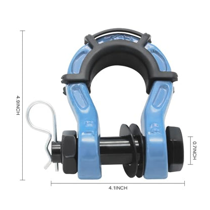 2 Pack D Ring Shackles 3/4" Mega Shackle 68,000Ibs Break Strength - Heavy Duty Clevis Shackles with 7/8" Screw Pin and Isolator Washer Kit for Tow Strap Winch Off Road Vehicle Recovery, Blue - color: BLUE