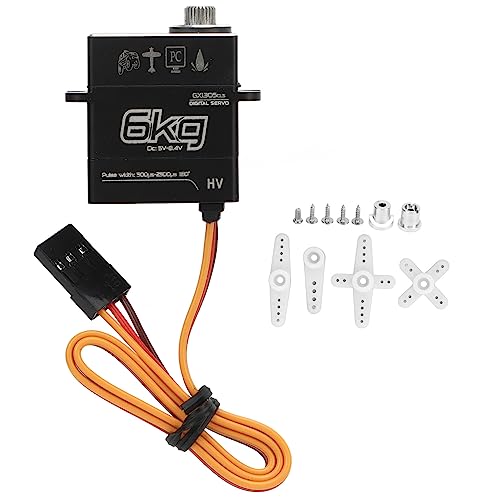 RC Servo, Digital Full Metal High Torque, Steering Servo 6KG for 1/24 Scale RC Cars Off-Road Racing and Hobbyist Projects