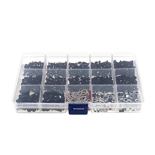 500pcs Universal RC Car Screw Kit Screws Assortment Set Hardware Fasteners Compatible with Axial Redcat HPI Arrma Losi 1/8 1/10 1/12 1/16 Scale RC Cars Trucks Crawler