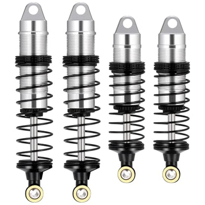 4Pcs Aluminum Front & Rear Shock Set RC Dampers，Silver + Black | Upgrade Parts, For Losi 1/16 Mini-B, For Losi 1/18 Mini-T, RC Car Buggy - color: Silver + Black