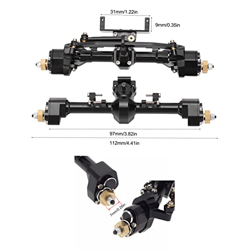 RC Car Portal Axles, CNC Aluminum Alloy Gear Set, Metal Front Rear Axle Assembly for Axial 1/24 SCX24 Upgrade, Black - color: Black