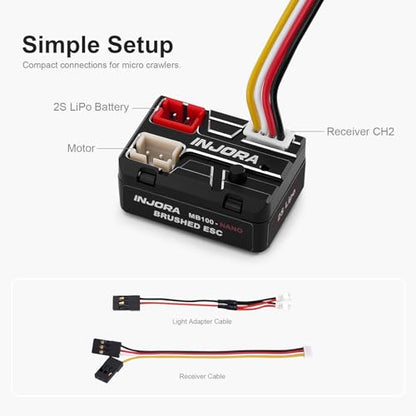INJORA MB100 Nano Brushed ESC 15A for SCX24 SCX30 1/24 1/30 1/32 RC Crawler