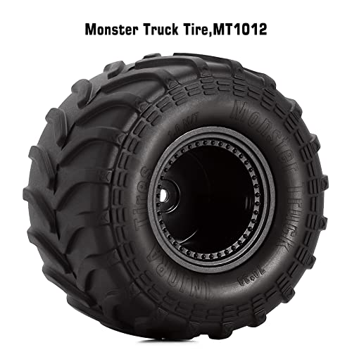 INJORA 70 * 38mm Monster Truck Wheel Tires for 1/18 1/24 RC Crawler (Black) - color: Black