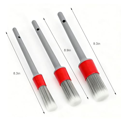 3 PCS Car Detailing Brush, Scratch-Free Boar Hair Cleaning Tool Auto Detail Brushes, Universal Vehicle Interior Cleaner Soft Bristles for Cleaning Wheels Engine Air Vents - color: 3 PCS