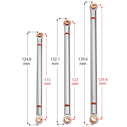 8pcs Aluminum Alloy Link Rod 313mm Wheelbase Chassis Linkage for 1/10 Axial SCX10 RC Car Crawler Upgrade Parts