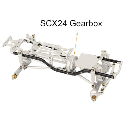 Aluminum Alloy Transmission Case Gearbox Complete with Gear for 1/24 Axial SCX24 RC Crawler Upgrades (Silver) - color: Silver
