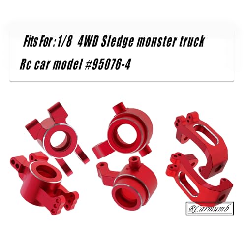 Upgrades Part for 1/8 Sledge 4WD, Alloy Caster Block & Steering Blocks & Rear Stub Axle Carriers Hops up for Sledge 4WD Monster Truck #95076-4,Replace #9537,#9532,#9552,Red - color: Red - 6pcs