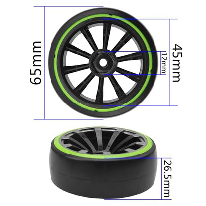 ShareGoo 12mm Hex RC Drift Car Wheels and Hard Plastic Tires Compatible with Traxxas HSP Redcat Tamiya HPI Kyosho 1/10 Scale On-Road Drifting Drift Car, Set of 4