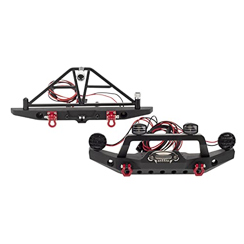 Aluminium Alloy Anti-Collision Front/Rear Bumper Protective Bar with LED Lights Compatible with Axial SCX10 90046 TRX-4 SCX10 iii AX103007 1/10 RC Crawler Car Upgrade Parts (Rear Bumper) - style: Rear Bumper