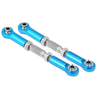 RC Steering Linkage Rod, 2 Piece Metal Arm Steering Rod Link, Servo Link Pull Rod for RC Car, Compatible with HSP94111 94188 RC Car Truck(Blue)