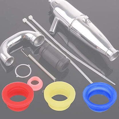 RC Engine Exhaust Gasket Set for 1/8 Scale Nitro Cars, High Temp Silicone Exhaust Gasket RC Seal, Replacement Model Car Exhaust Parts Coupler