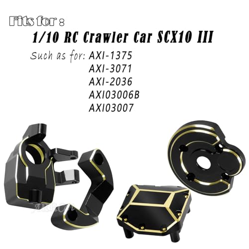 Brass Portal Covers Weights/Axle Diff Cover/Inner Portal Covers Front Steering Knuckles Upgrades Part for SCX10 III,Rc Upgrades Part Hops Up for SCX10 III,Replace AXI232026/AXI232006,Black