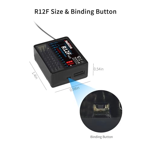 Radiolink R12F 12-Channel 2.4GHz RC Receiver Compatible with T16D/T12D/T8FB/T8S/RC4GS V3/RC6GS V3 Transmitters, Ideal for RC Airplanes, Jets, Cars, Boats & Robots