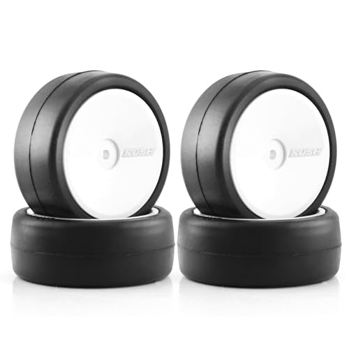 1/10 RC Rally Racing Tires and Hard Plastic Wheels Rims 12mm Hex Hub OD 65mm Drift Tyres for 1:10 Scale RC On Road Car Tamiya Traxxas HPI KYOSHO XV02 XV01 TA06 TT01 TT02 PTG2 144001 A959 4PCS