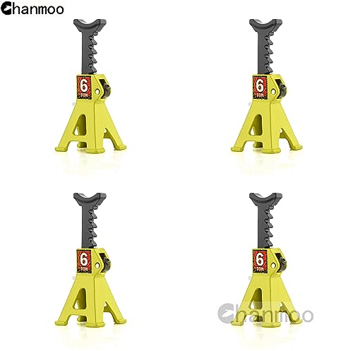 1/24 RC Toy Jack Stands 1/18 Simulation 6 Ton Metal Adjustable Mini Jacks Stand for 1:18 1:24 Scale Crawler Car Axial SCX24 Kyosho Tamiya HSP FCX24 TRX4M SCX24 AX24 Ford Bronco (Yellow, 2 PCS) - color: Yellow