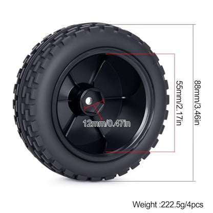 1/10 RC Buggy Tires 12mm Hex 4PCS for Serpent XRAY Tekno Yokomo Tamiya | Durable 1/10 off-road buggy tires & 12mm hex wheels.Upgrade Front and Rear Racing Tyres set.Great traction.