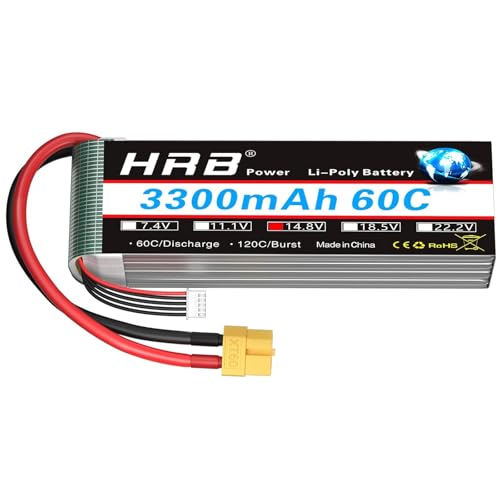 HRB 4S 3300mAh Lipo Battery 60C 14.8V XT60 Compatible with RC Plane