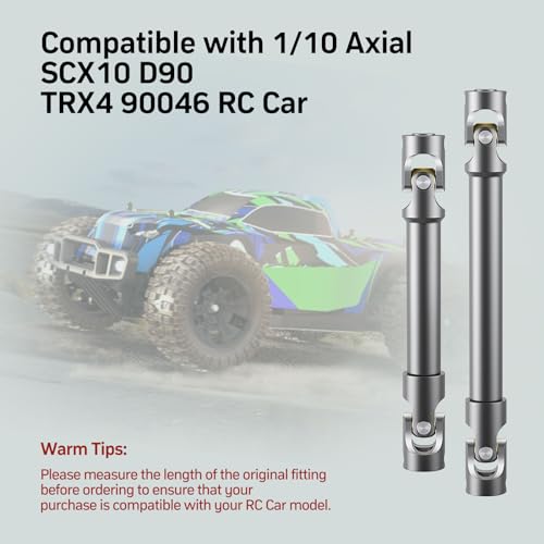 2PCS Adjustable CVD Shaft Fit TRX4 SCX Series RC Crawler Replacement Parts | Compatible with Axial SCX10, SCX24, Traxxas TRX4, Redcat Gen8 1/10 & 1/24 RC crawlers, Hardened steel D-hole center shafts