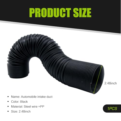 1 PC Car Inlet Cold Air Intake Hose, Flexible Vehicle Feed Pipe Replacement, Universal Stretchable Waterproof Durable Automotive Tube Accessories for Truck SUV Car (Black #63MM) - color: Black #63MM