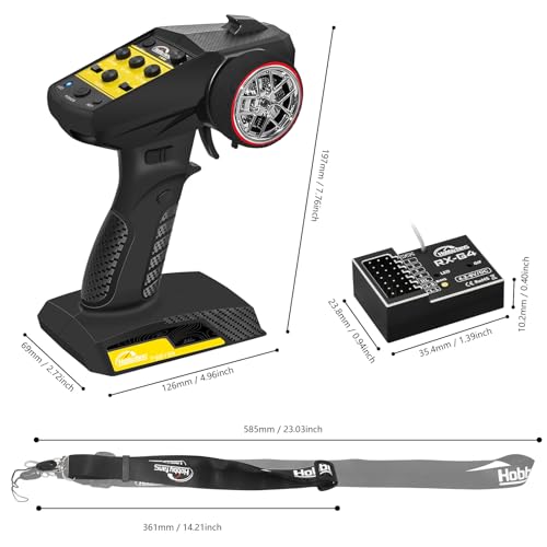 RC Radio System 4CH 2.4G RC Transmitter with Receiver Built-in Gyro and Lanyard Anti-Jamming Remote Controller for RC Car Crawler Boat (Black & Yellow) - color: Black & Yellow, With Gyro