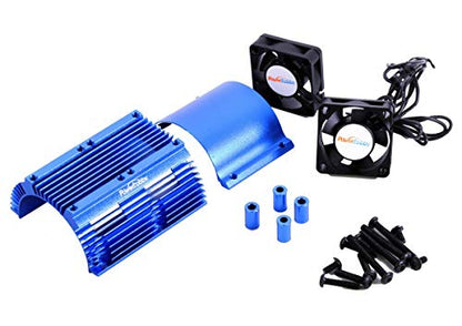 Powerhobby Aluminum Heat Sink with Twin Turbo High Speed Fans Sets for 1:8 Motors with Around 40.8mm Diameter (Blue) - color: Blue